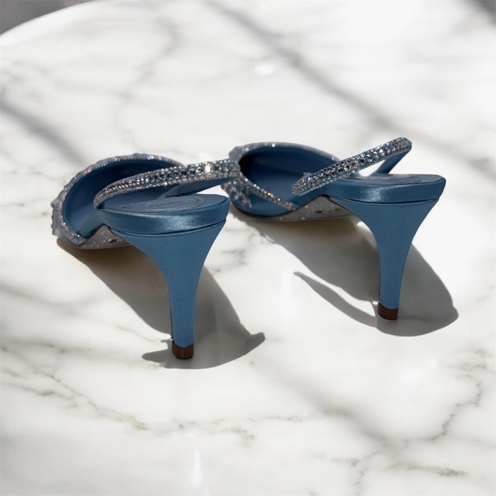 Rene Caovilla 60MM Crystal & Satin Slingback Pumps - Picture 4 of 5